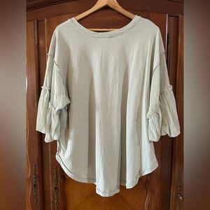 NWT Boho Umgee mauve Mesh Sleeve Tunic with Ruffled Sleeves size small # 1010